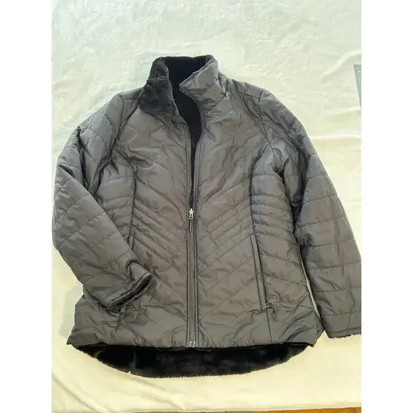The North Face Womens Large Reversible Jacket Fleece/Puffer with Pockets L/XL XC - Picture 2 of 10